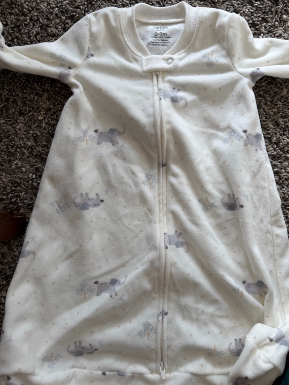Carter's Cream Sleep Sack with Gray Animal Print